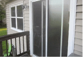 condensation or moisture on patio door.
