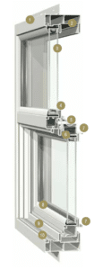 Here is the frame of the Gentek 80 series windows.