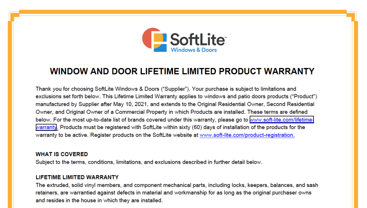 Soft-Lite Windows Warranty Review